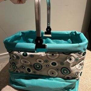 Teal and Gray Picnic Tote Bag